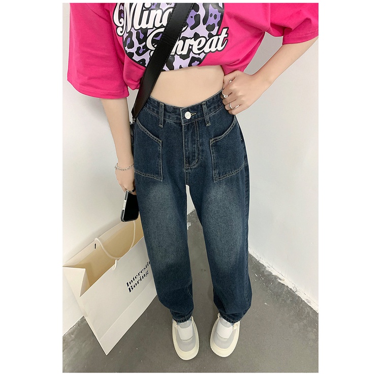 Quần Jean Nữ Ống Rộng Lưng Cao Cá Tính Thiết Kế Mới 2023
