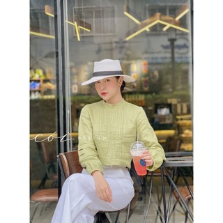 Áo linen tay phồng xếp nhún Cói Design