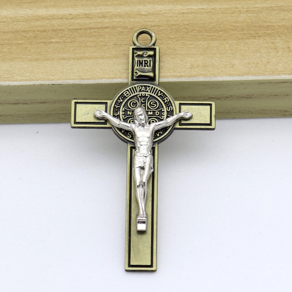 Bộ 5 Bảng Chữ Thập Màu Đồng Phong Cách exorcism cross st .benedict crucifixion Trong Bùa