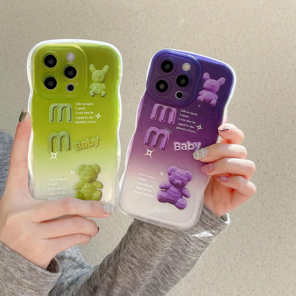 DBW| Ốp lưng Đối với OPPO A1K A3S A12E A5S A7 A12 A11K A15 A15S A16 A16S A17 A17K A5 A9 2020 A31 A33 A53 A52 A92 A54 A55 A57 A71 A74 A76 A77S A78 A83 A95 A96 F1S F5 Youth F7 F9 F11 Pro Soft Couple Gradual Purple Green Baby Bear Handphone Case