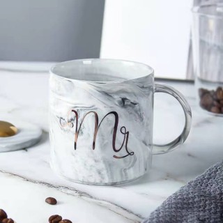 Ly, cốc sứ đôi Mr & Mrs họa tiết vân đá cao cấp