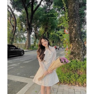 Đầm trắng phối nơ tiểu thư - Chitchitstore
