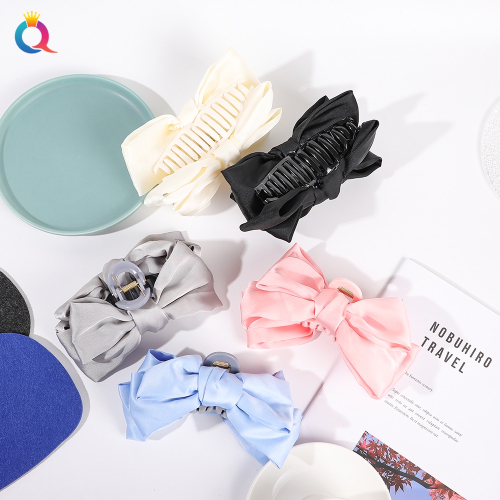 Kẹp tóc MISS FANCY phối nơ đen 14cm thời trang phong cách cho nữ