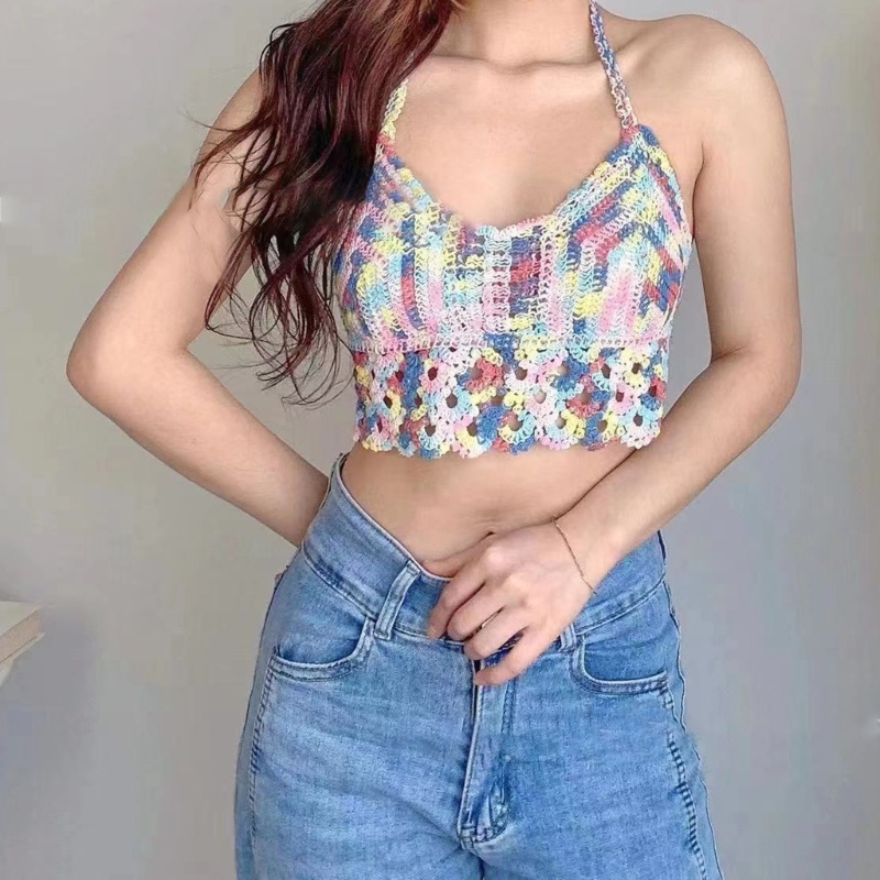 Áo Ngực Đan Len Phối Tua Rua Nhiều Màu Sắc Thời Trang Quyến Rũ Cho Nữ