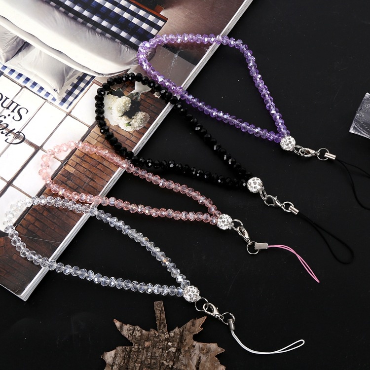 Dây Đeo Tay Chuỗi Hạt Pha Lê Màu Trơn 6MM Chống Thất Lạc Cho iPhone Android OPPO VIVO Huawei Xiaomi Redmi Samsung