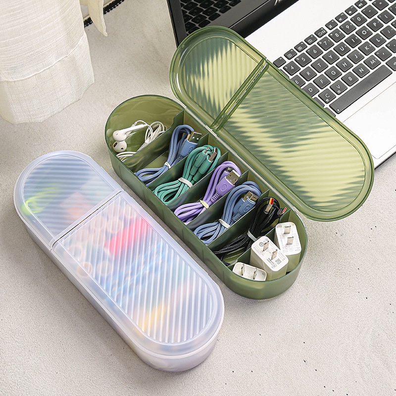Hộp Phân Loại Cáp Dữ Liệu / Tai Nghe Chống Bụi Đa Năng Có Vỏ Bọc Hình Tròn Tiện Dụng