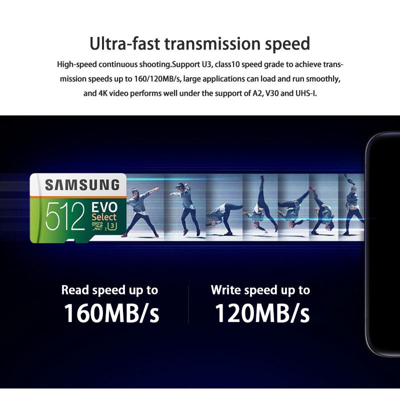 SAMSUNG Thẻ Nhớ TF 128GB 256GB 512GB Class10 Và Phụ Kiện