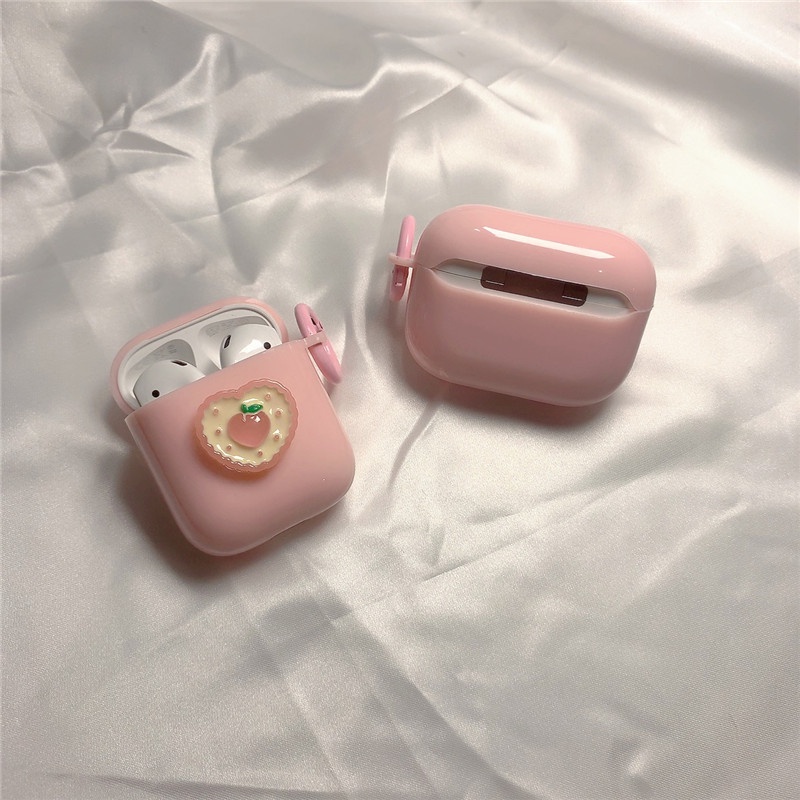 Vỏ Bảo Vệ Hộp Sạc Tai Nghe Airpods 3 2 pro Mềm Chống Rơi Hình Trái Đào Dễ Thương
