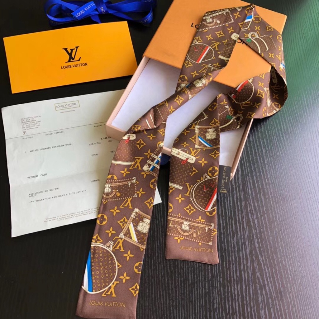 Khăn Quàng Cổ / Khăn Tay / Túi Xách Bằng Vải Lụa Mềm Mại Màu Nâu / Đen Sang Trọng Hàng Mới 2023