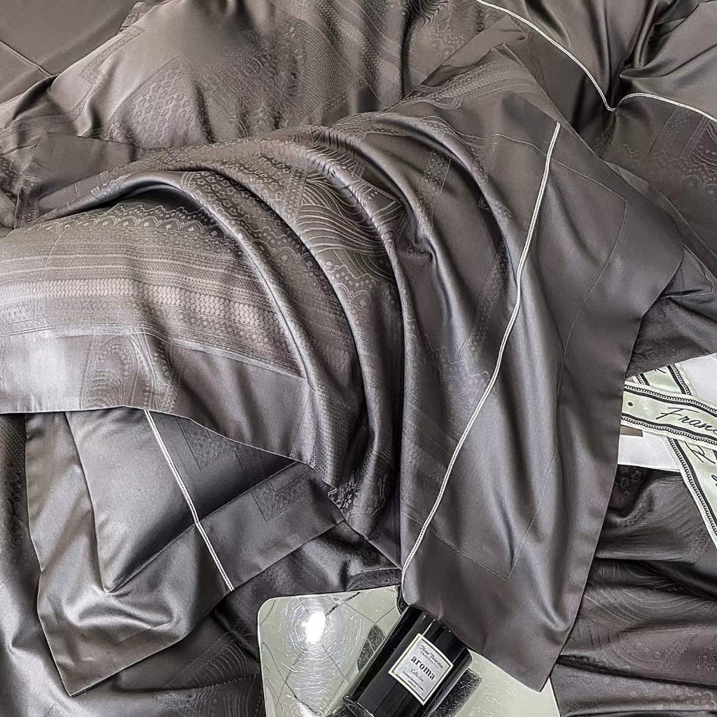 Set Lụa Sateen Jacquard 120S Vân Chìm Cao Cấp 4 món - LUXBED nhập khẩu phân phối