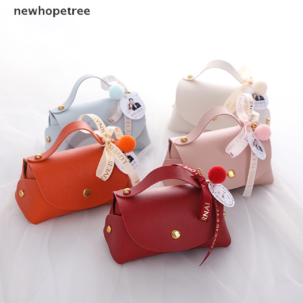 1 Hộp Đựng Kẹo Bằng Da PU Tinh Tế Đơn Giản Có Tay Cầm