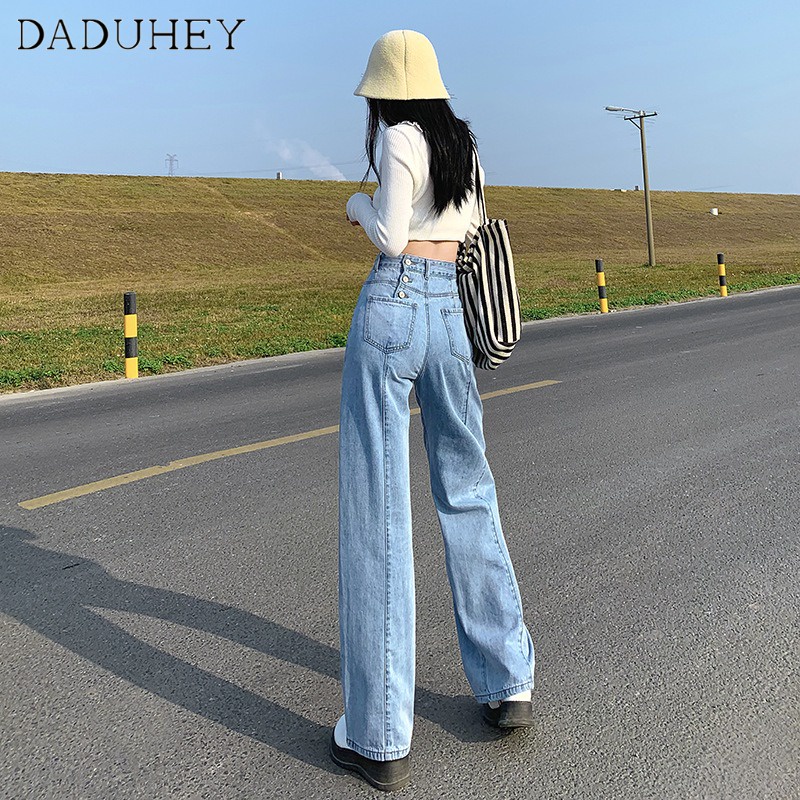 Quần dài quét đất DADUHEY dáng suông rộng cạp cao phong cách ulzzang Hàn Quốc cho nữ