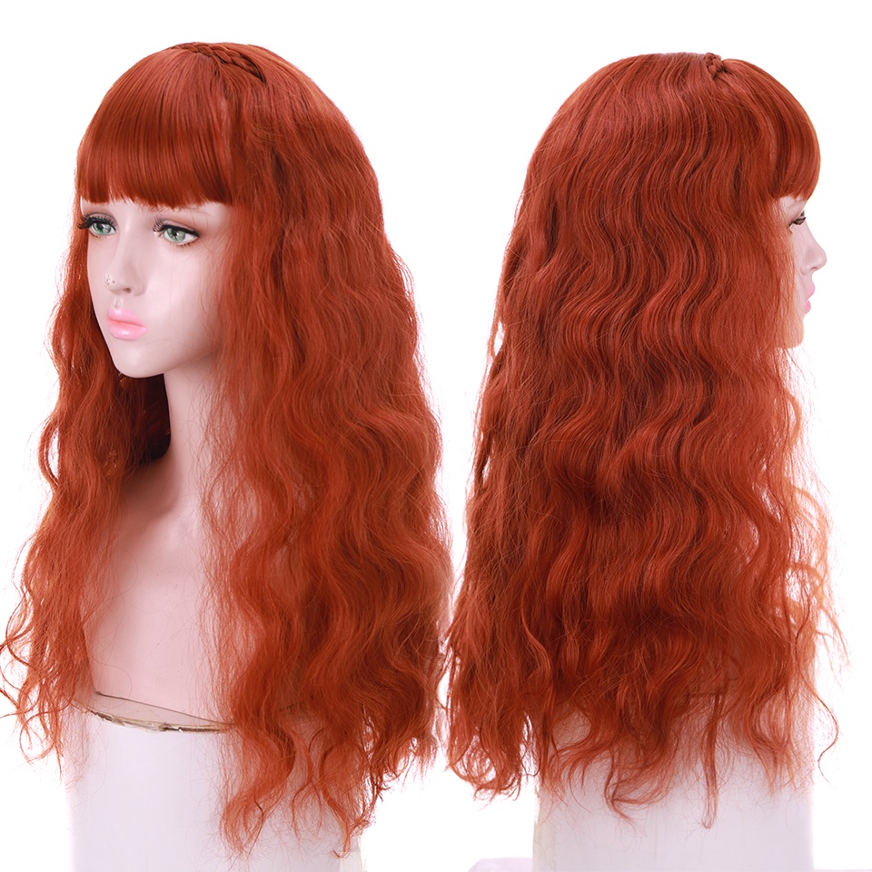 Bộ Tóc Giả Xoăn Dài Màu Trắng Kem Phong Cách Lolita Dành Cho Nữ