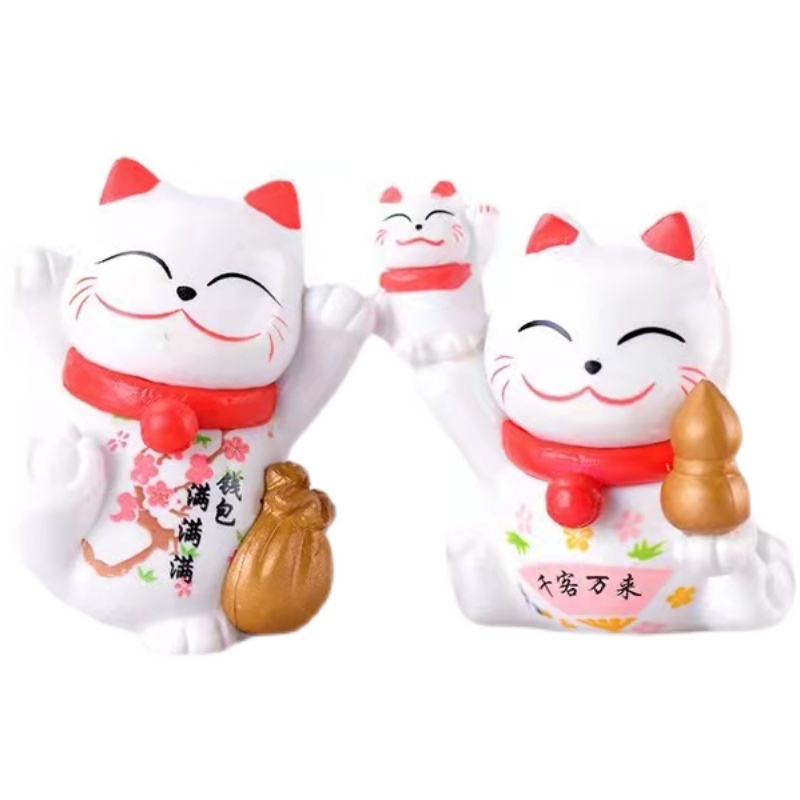 Tượng Mèo thần tài Neko may mắn 8 mẫu trang trí xe hơi, bàn làm việc, chậu cây,trang trí bánh Kích thước 4,3x3,1cm M2068