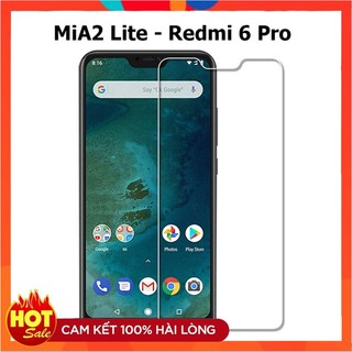 Kính cường lực Xiaomi Redmi 6 Pro / Mi A2 Lite 2.5d trong suốt 9H không full màn