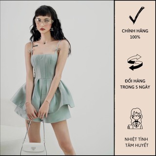 Sét áo 2 dây peplum + quần short taffta trẻ trung - c0672