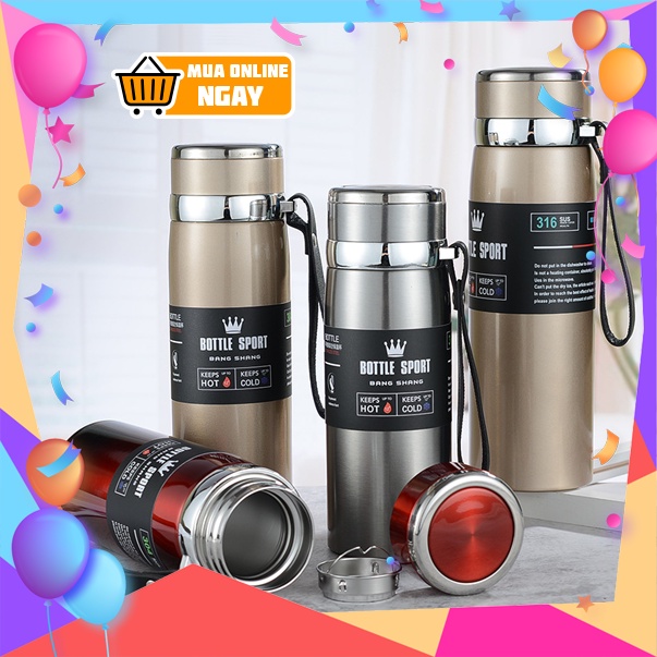 Bình Giữ Nhiệt Không Cảm biến nhiệt Inox Bottle Sport 800ML-1000ML INOX Có Dây Xách Happy Home 1977