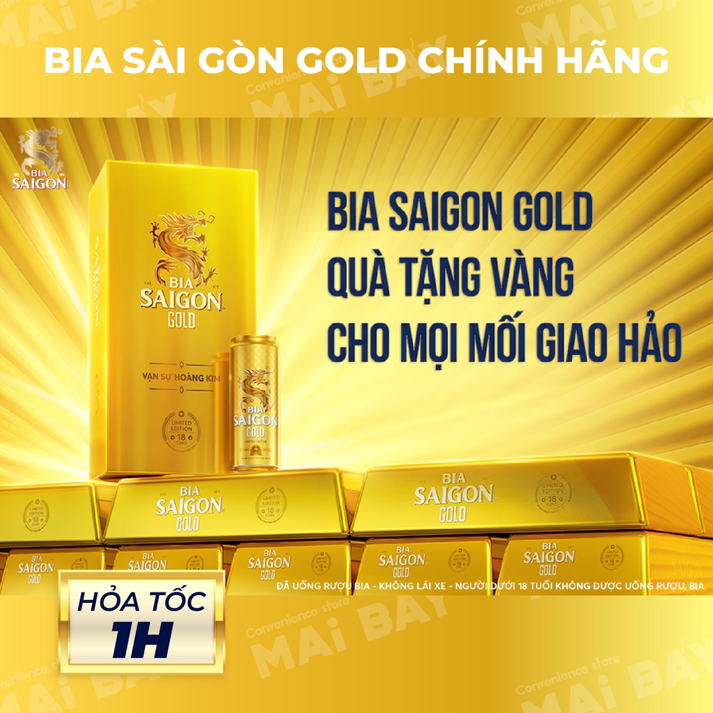 [GIAO NHANH 1H]Bia Sài Gòn Gold mới combo 6 lon x 330ml (lon cao)