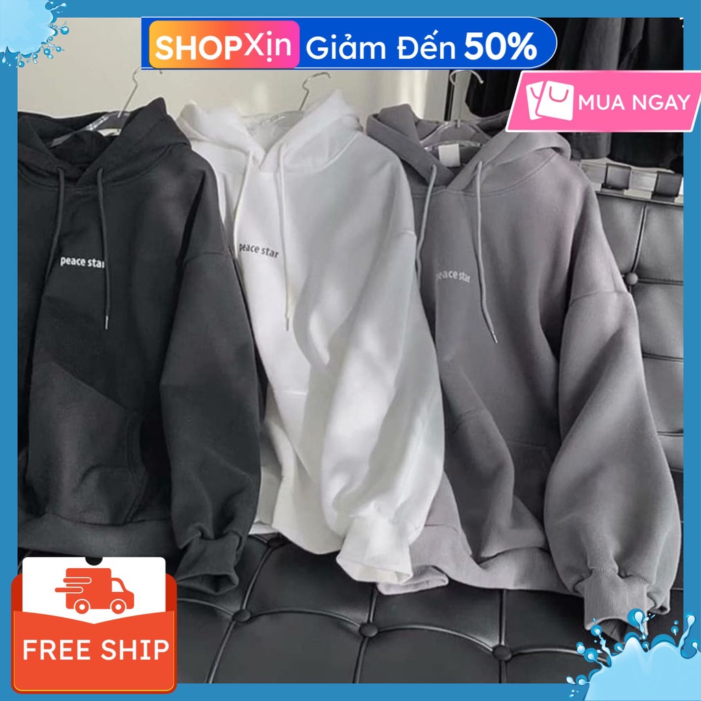 Áo Hoodie Form Rộng Unisex Peace Balushopaat, Áo khoác Sweater Chất Nỉ Dày dặn