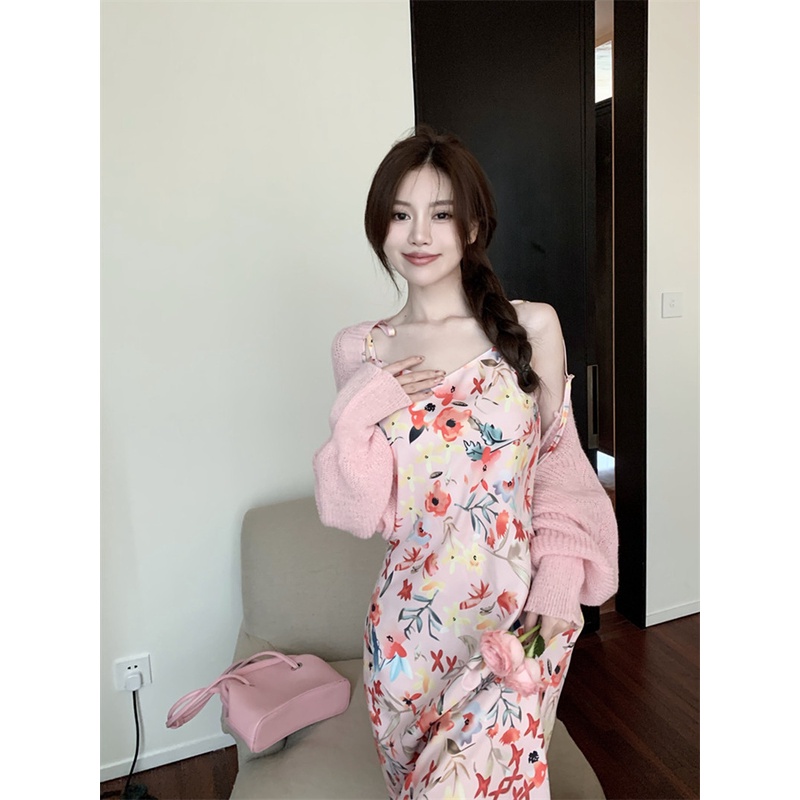 Đầm Hai Dây Dáng Dài In Hoa Phong Cách Vintage Thời Trang Mùa Hè Mới Cho Nữ