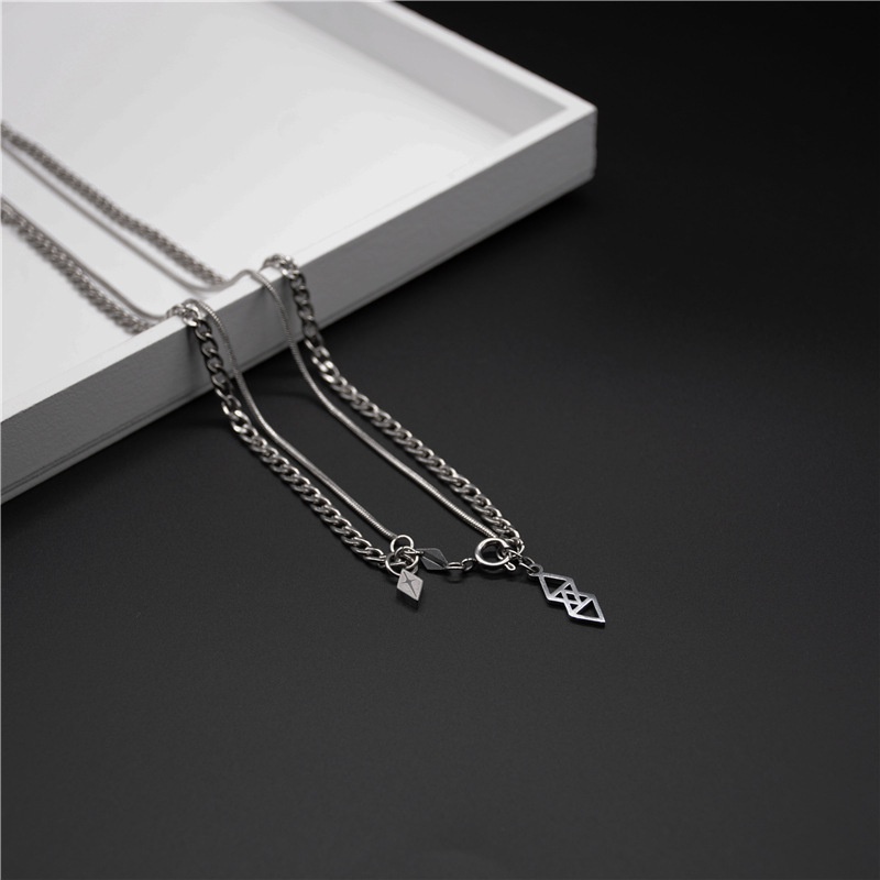 Vòng cổ Hai Lớp Bằng Thép Titan Phong Cách Hip Hop Mới Phổ Biến Cho Nam