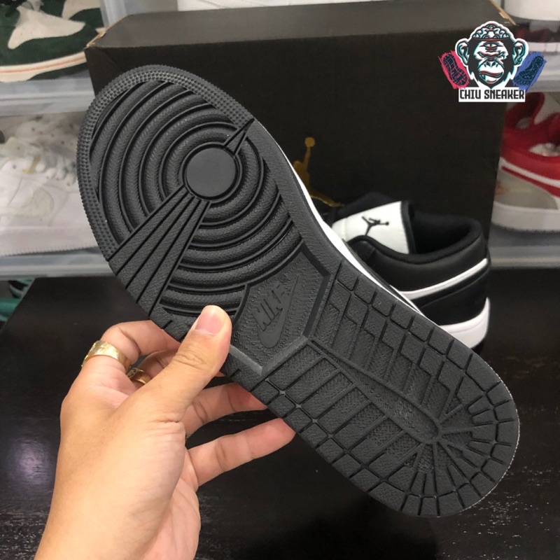 Giày sneaker jd1 cổ thấp đen trắng giày jordan 1 low black white phiên bản likeauth da bò