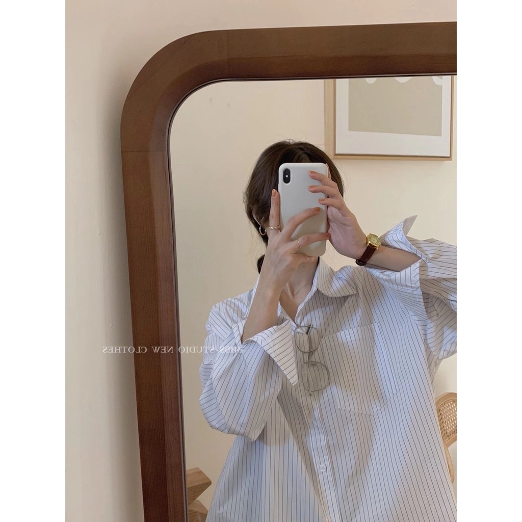 Áo Sơ Mi Kẻ Sọc Dọc Trẻ Trung Hợp Thời Trang Cho Bạn Gái