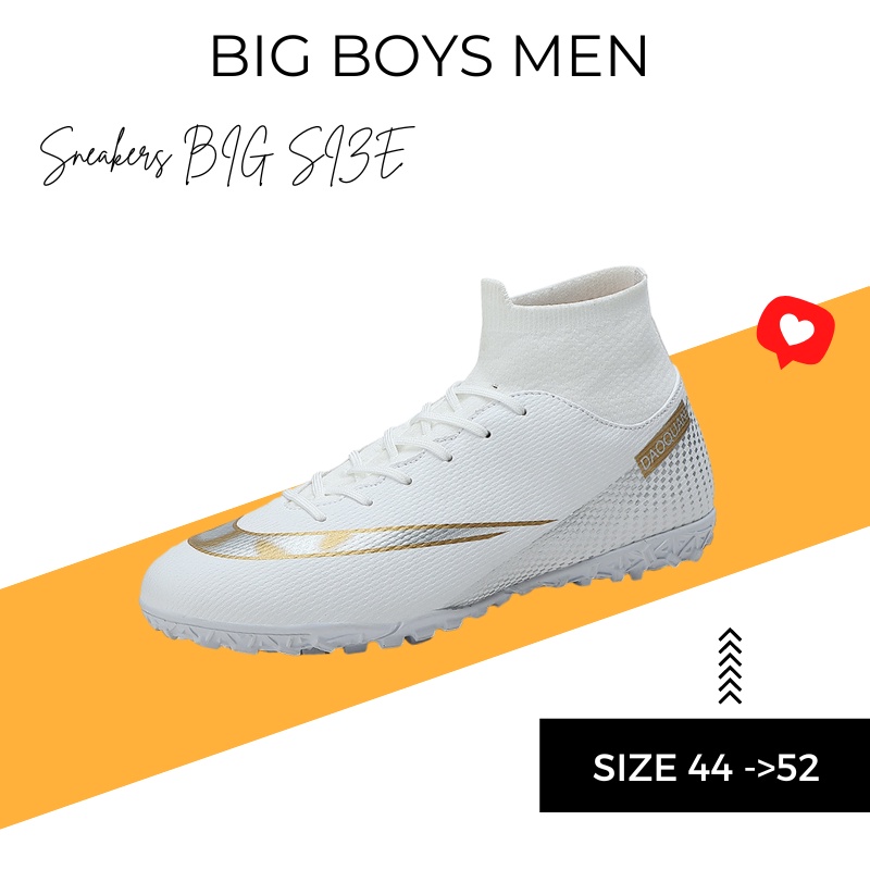 Giày Đá Banh Big Size Giày Futsal Cổ Cao CR7 White - Giày Bóng Đá Nam Sân Cỏ Size Lớn Ngoại Cỡ 45 46 47 48