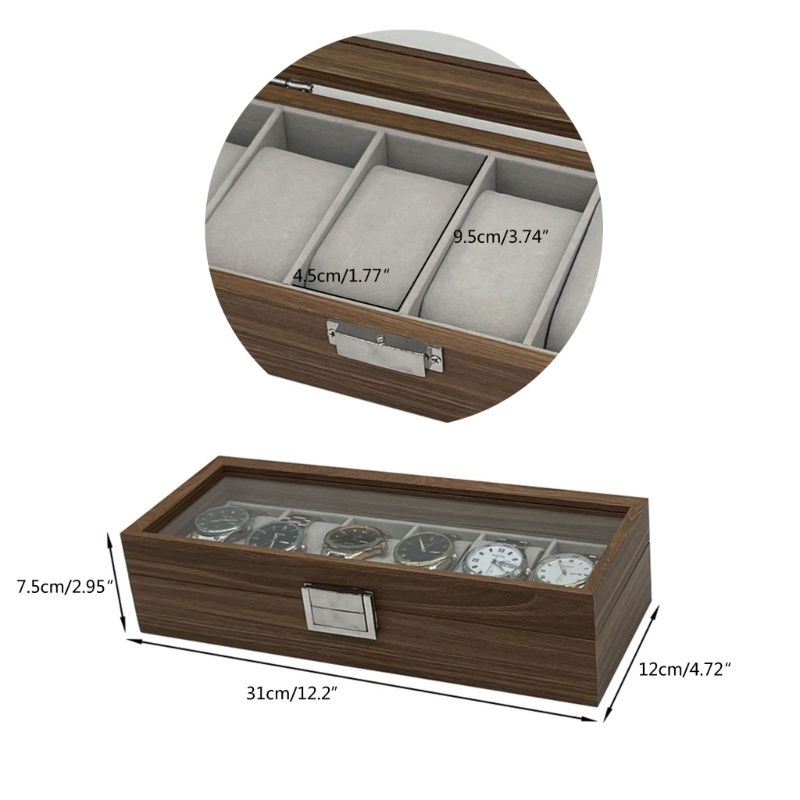 Hộp Đựng Đồng Hồ 6 Ngăn Bằng Kim Loại Tiện Dụng