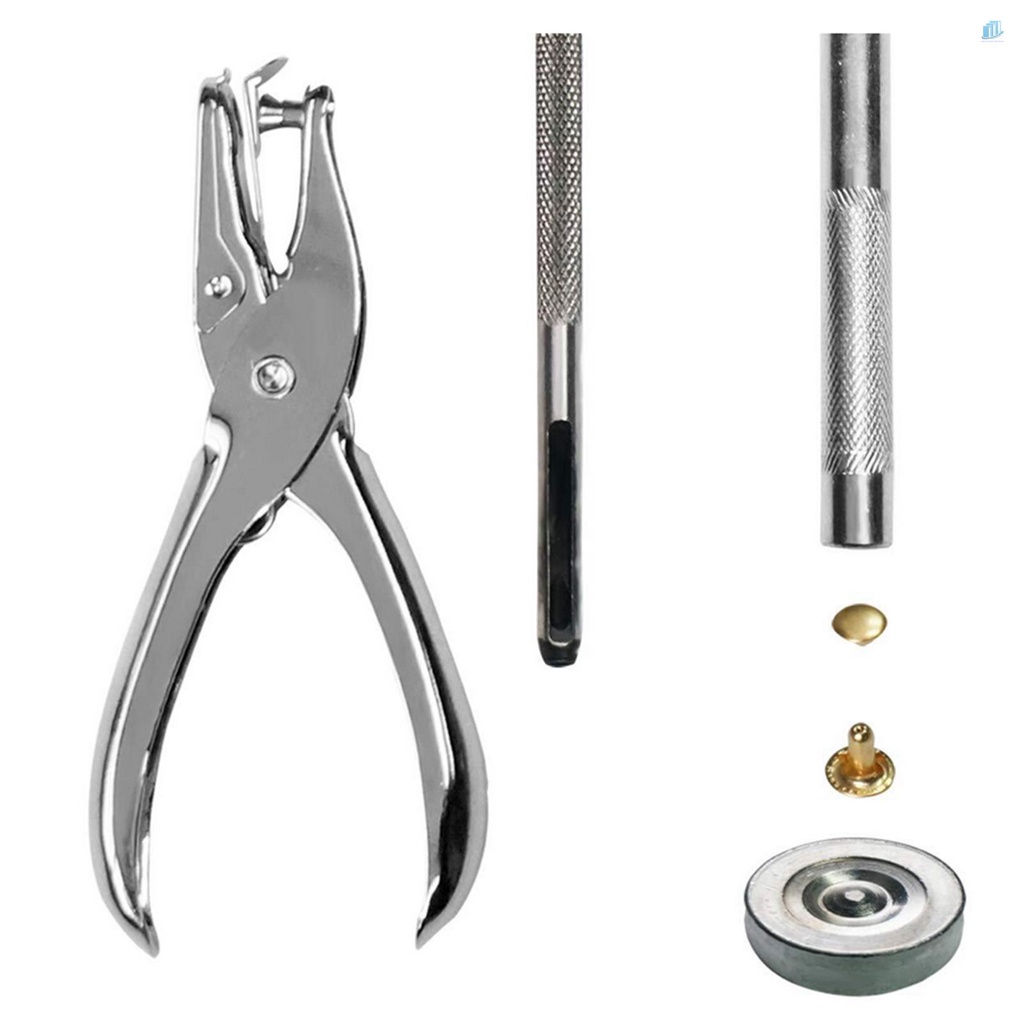 Set 300 Đinh Tán Kim Loại + Kìm Đục Lỗ + Dụng Cụ Cố Định Chuyên Dụng Cho Đồ Da Thủ Công s2mwvn