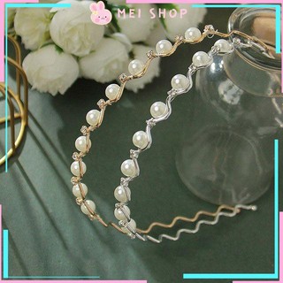 Bờm Cài Tóc Đính Đá Hạt Ngọc Trai Phong Cách Tiểu Thư