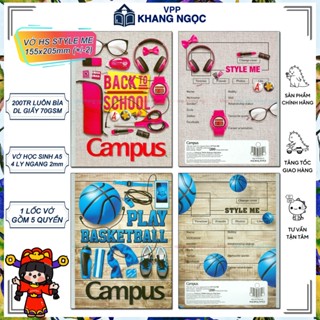 Lốc 5 Quyển Tập Vở Campus - Style Me 4 Li Ngang 200 Trang Khổ A5
