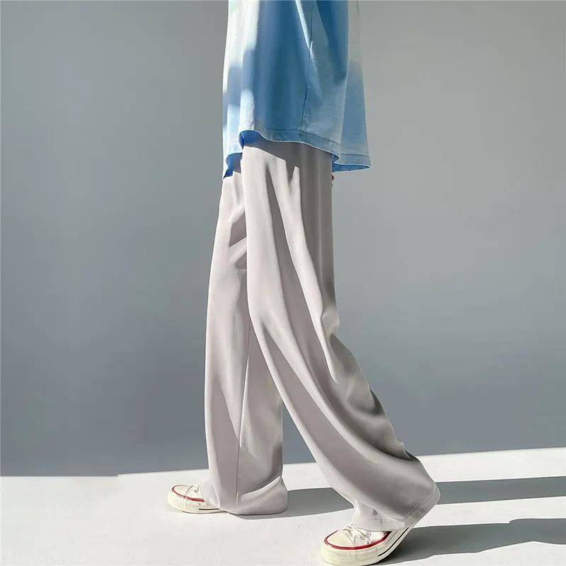 Summer Thin Ice Silk Leisure Wide-Leg Pants Men and Women Hong Kong Style Advanced Draping Effect Loose All-Match Cold Mop Pants OWuP