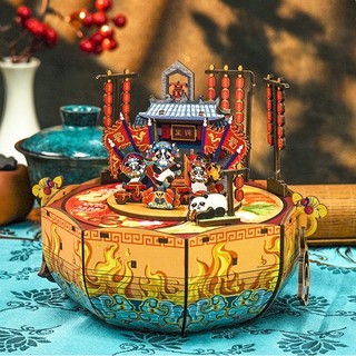 Mô hình gỗ 3d chuyển động lắp ráp diy hộp nhạc music box "kungfu panda" tq216 đồ chơi lắp ráp bằng gỗ 3d