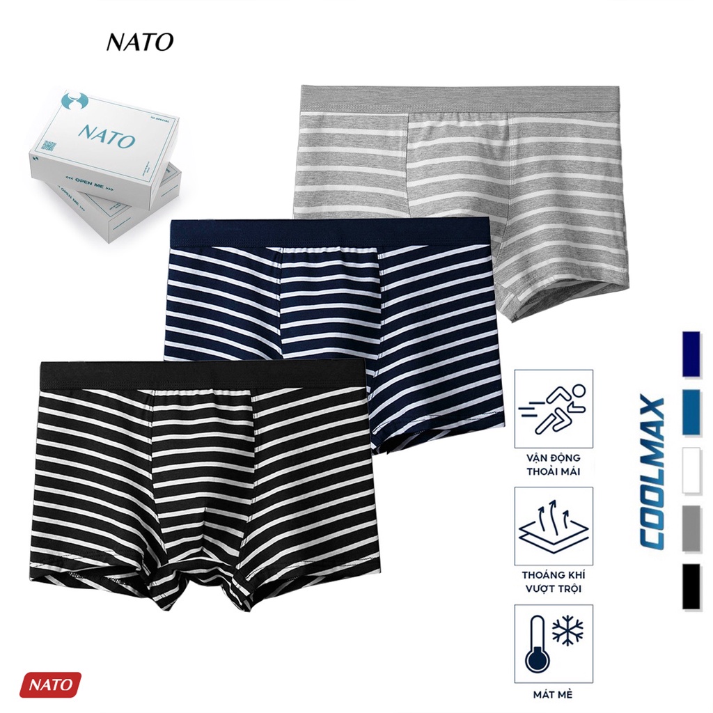 Quần Lót CHÉO Nam Vải Cotton 100% Thun Lạnh Đơn Giản Cao Cấp Màu Đen Xám Xanh Trơn Boxer Sịp Đùi Tam Giác Xì Lip Sì NATO