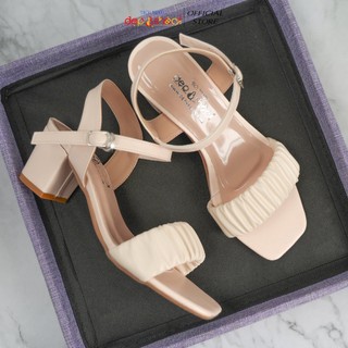 Giày Xăng đan cao gót quai xếp ly gót vuông 5 phân thời trang có Big size 42 43 MS G1369