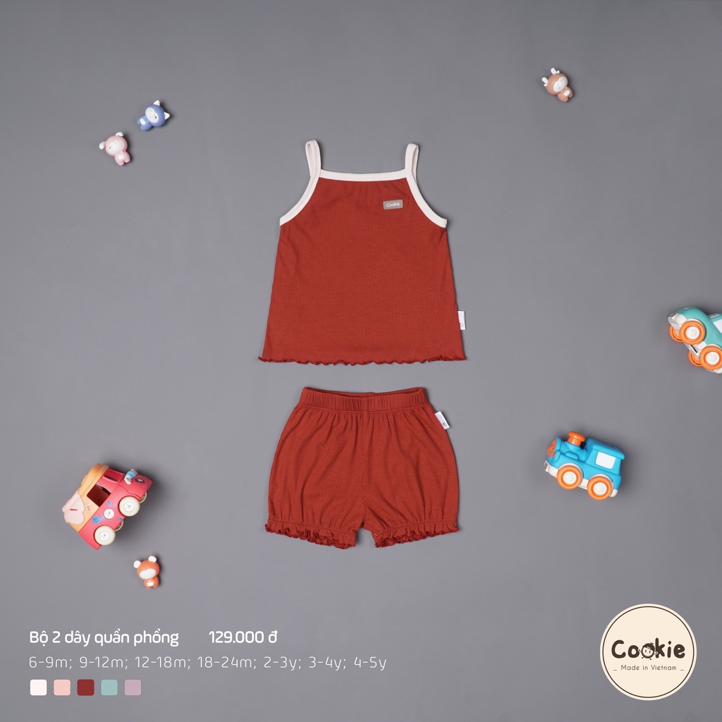 [COOKIE] Bộ quần áo trẻ em 2 dây cuốn bèo quần phồng size từ 6-9m đến 4-5y