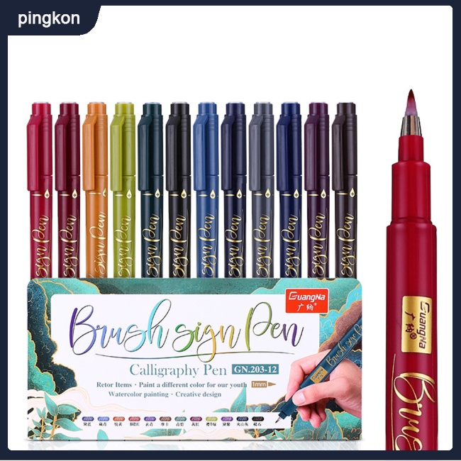 Set 12 Bút Lông Mềm Dùng Vẽ Phác Thảo Viết Thư Pháp