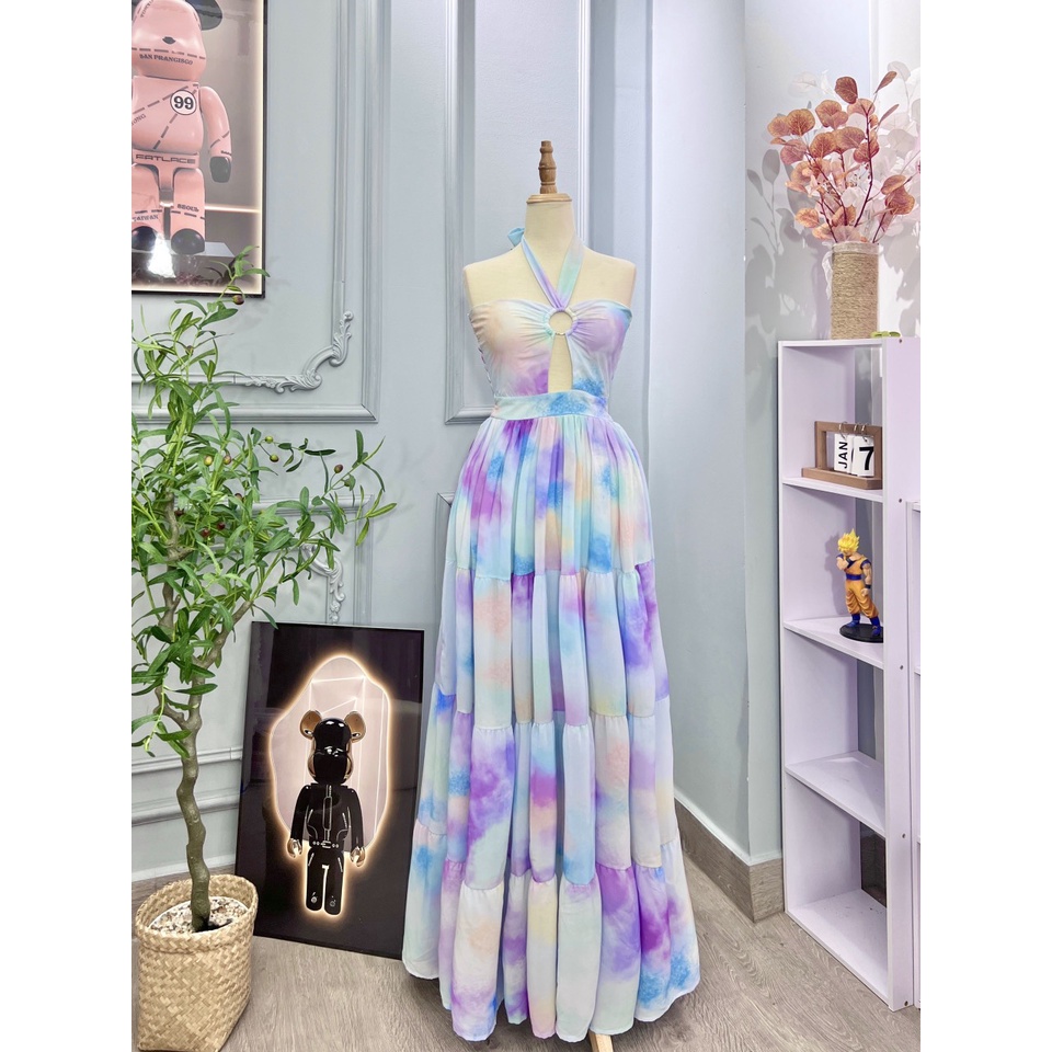 [Maxi] Đầm Maxi Đi Biển Khoen Loang Tím Mẫu Mới 2023 - Maxingoclan