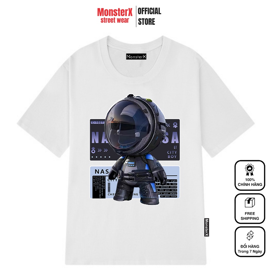 Áo thun unisex MONSTER X STREET Robot Phi Hành Gia phông tay lỡ nam nữ form rộng Local Brand