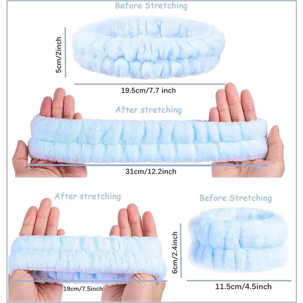 Set 3 Cặp Băng Đô Rửa Mặt / Trang Điểm / Spa Cho Nữ