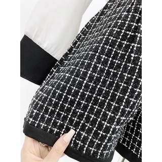 Set Sơ Mi Cổ Đen, Chất Thô Lụa Mềm, Quần Ống A Chất Dạ Nhũ Cao Cấp (Hàng Sẵn)