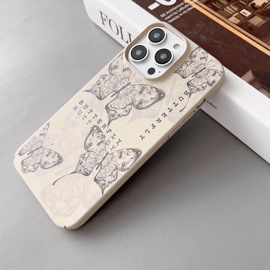 Ốp Điện Thoại PC Cứng Viền Tpu Họa Tiết Bươm Bướm Thời Trang Chống Rơi / Sốc Cho iPhone 14 13 12 11 Pro Max