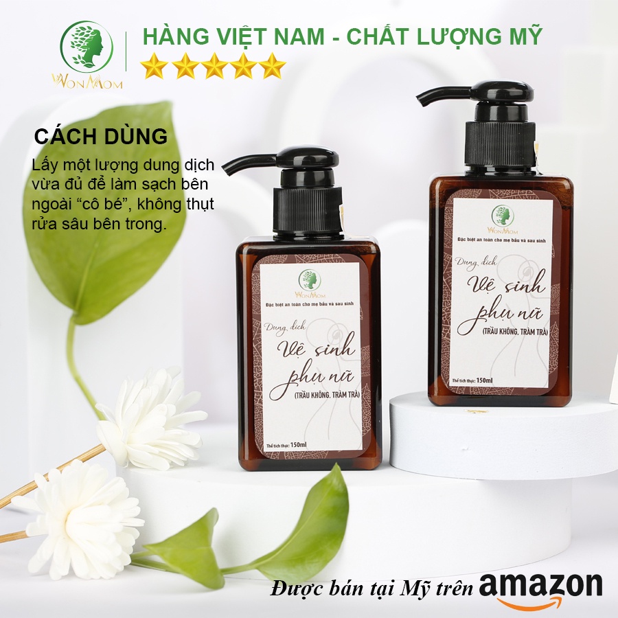 [ Giảm 35K - Đơn 329K ] Bộ thảo mộc tắm body và làm hồng " cô bé " Wonmom ( 1 Sữa tắm cho mẹ + 1 Dung dịch vệ sinh )