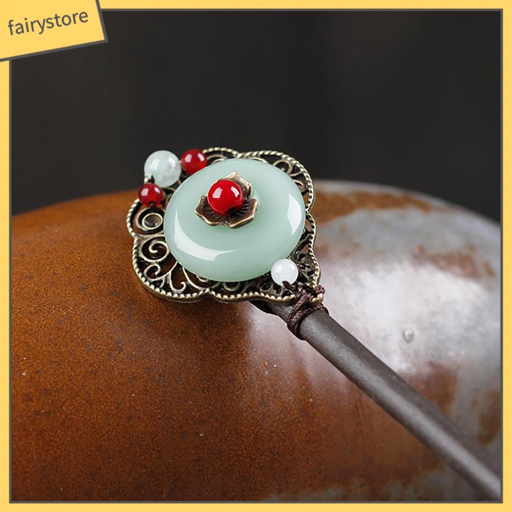 Trâm Cài Tóc Bằng Gỗ Đính Tua Rua Phong Cách Trung Hoa Cổ Điển Trang Trí Tóc Cho Nữ [Fairy1]