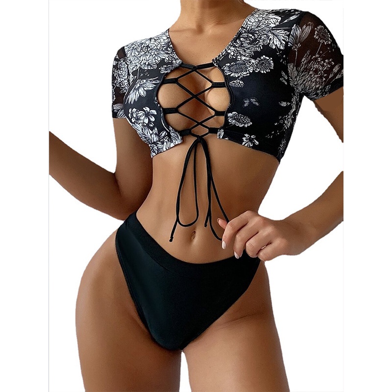 Bộ Đồ Bơi Một Mảnh Dáng Ôm Màu Đen Họa Tiết Kẻ Ô Phong Cách Âu Mỹ Hàng Mới 2023 Dành Cho Bạn Nữ Sw