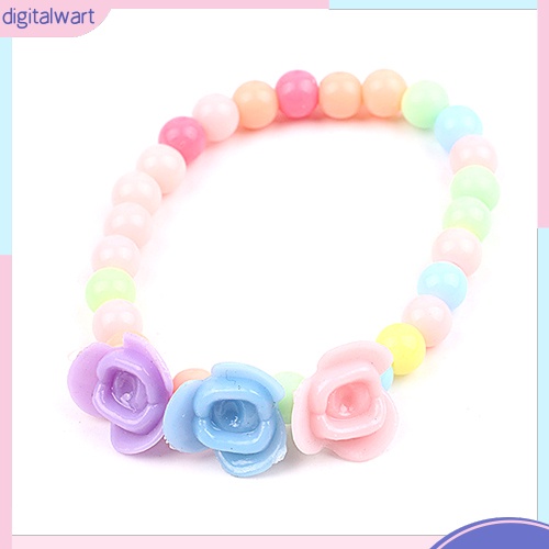 Bộ Trang Sức Vòng Cổ / Vòng Tay Chuỗi Hạt / Hoa Nhiều Màu 2 Trong 1 Thời Trang Dự Tiệc Cho Bé Gái