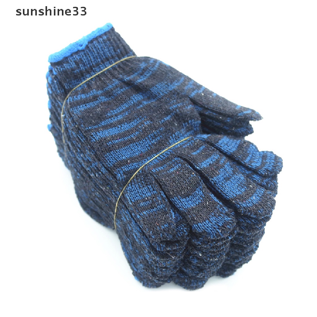 Bộ 12 Đôi Găng Tay Cotton Dày Dặn Chống Mài Mòn Bảo Vệ Lao Động