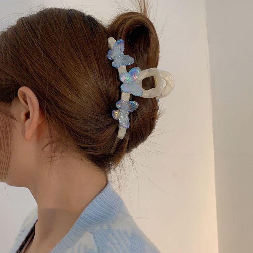 Kẹp Càng Cua Bằng Acrylic Hình Bướm Lấp Lánh Thời Trang Cho Nữ