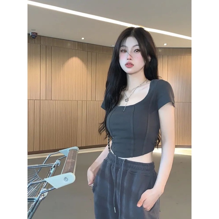 COZOK Áo Thun Màu Trơn Dáng Ôm Thời Trang Cho Nữ